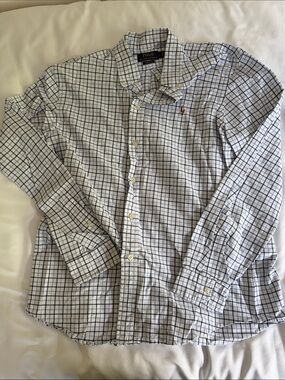 Polo by Ralph Lauren White Shirt with Navy Windowpane Check